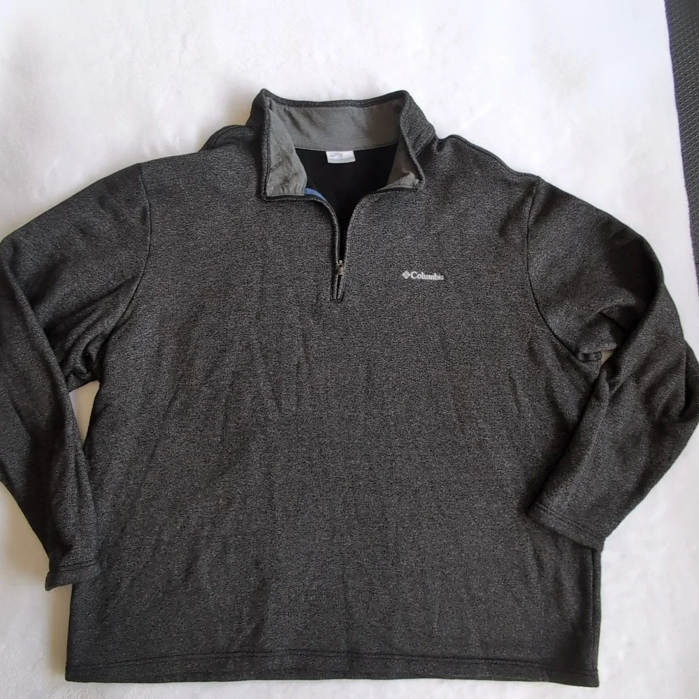 Columbia Quarter-Zip Sweater Mens 4X Gray Heathered Fleece Lined Pullover